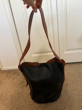 Black and Brown anthropologie Women's Leather Shoulder Bag